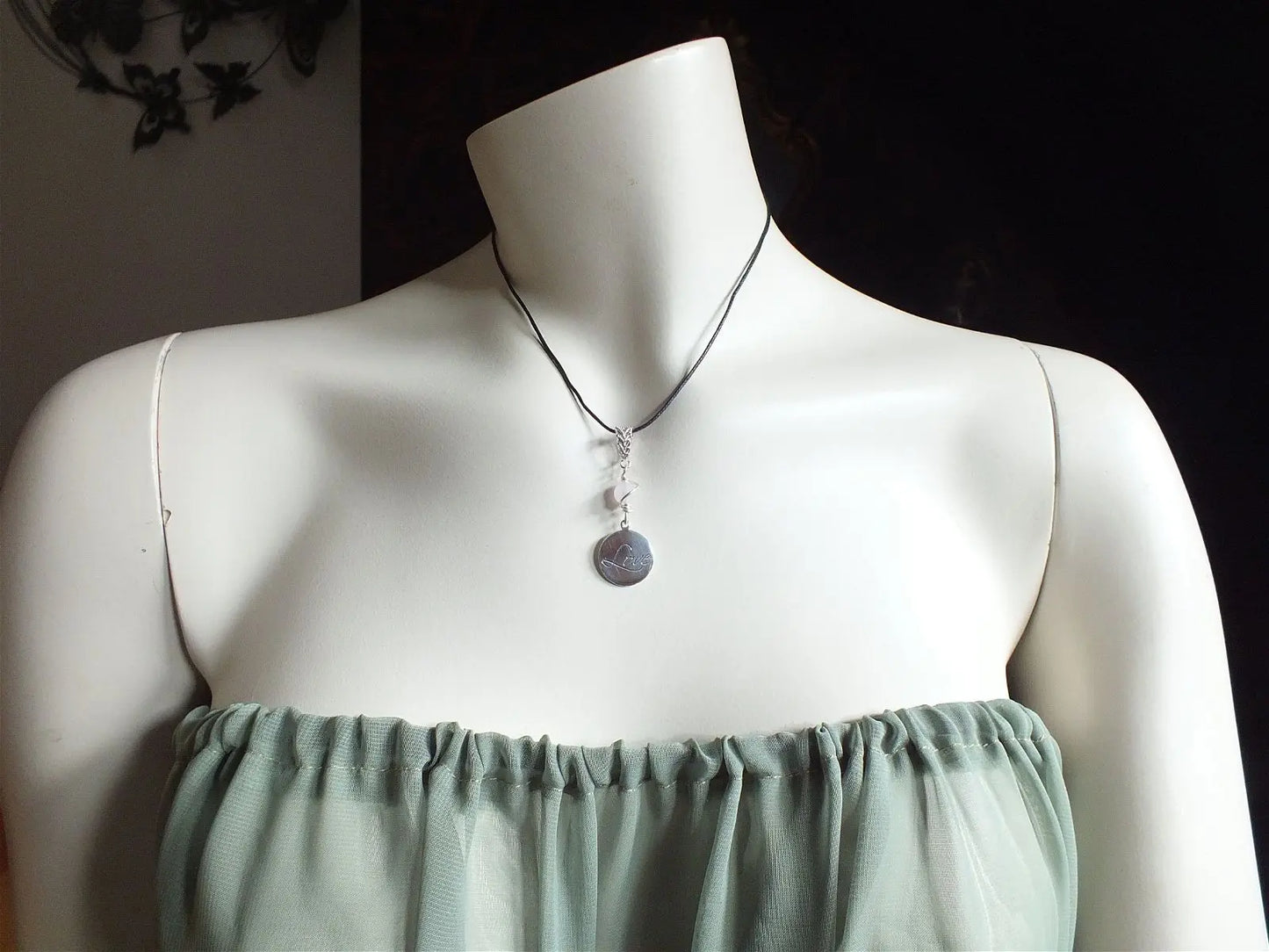 Collier quartz rose ode à l'amour - Aurore Lune
