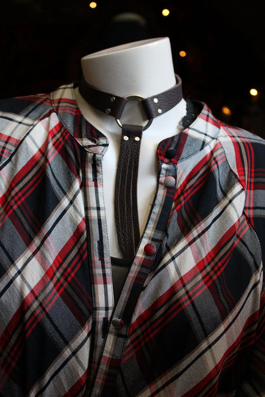 Collier ras-du-cou en cuir 34cm - Aurore Lune