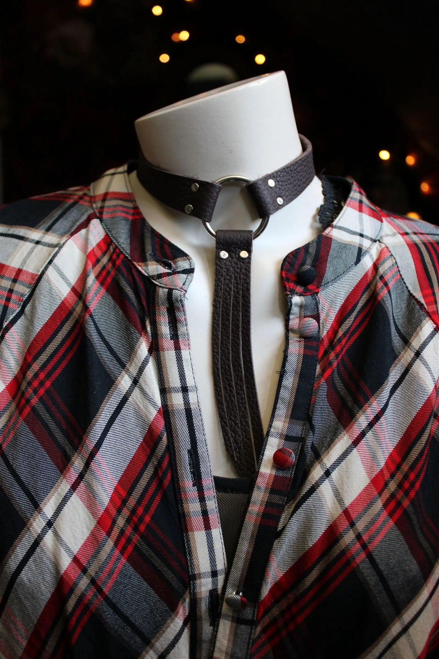 Collier ras-du-cou en cuir 34cm - Aurore Lune