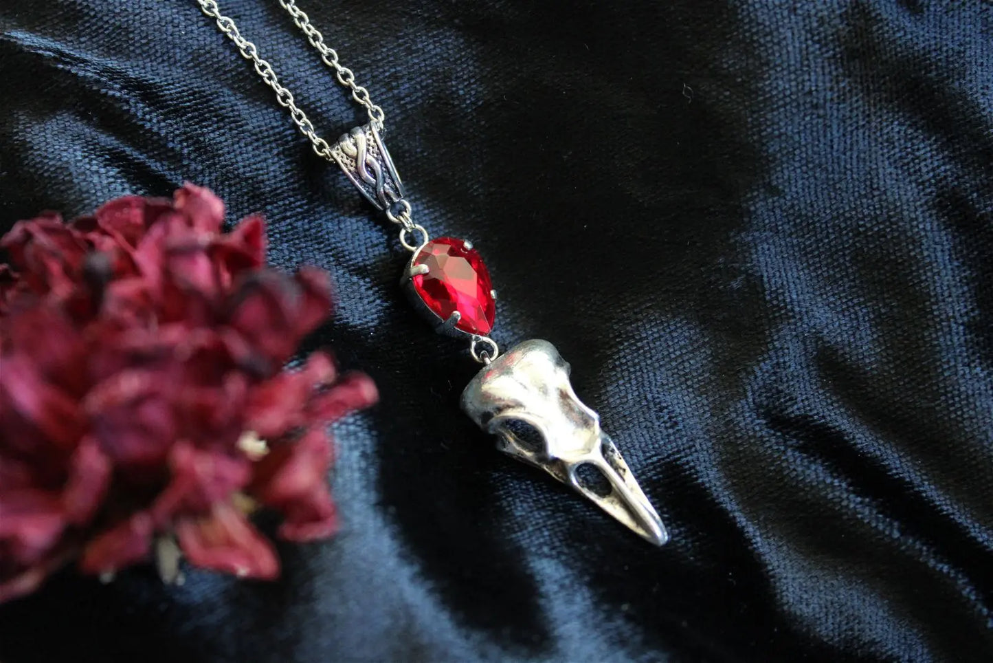 Collier swarovski et corbeau - Aurore Lune