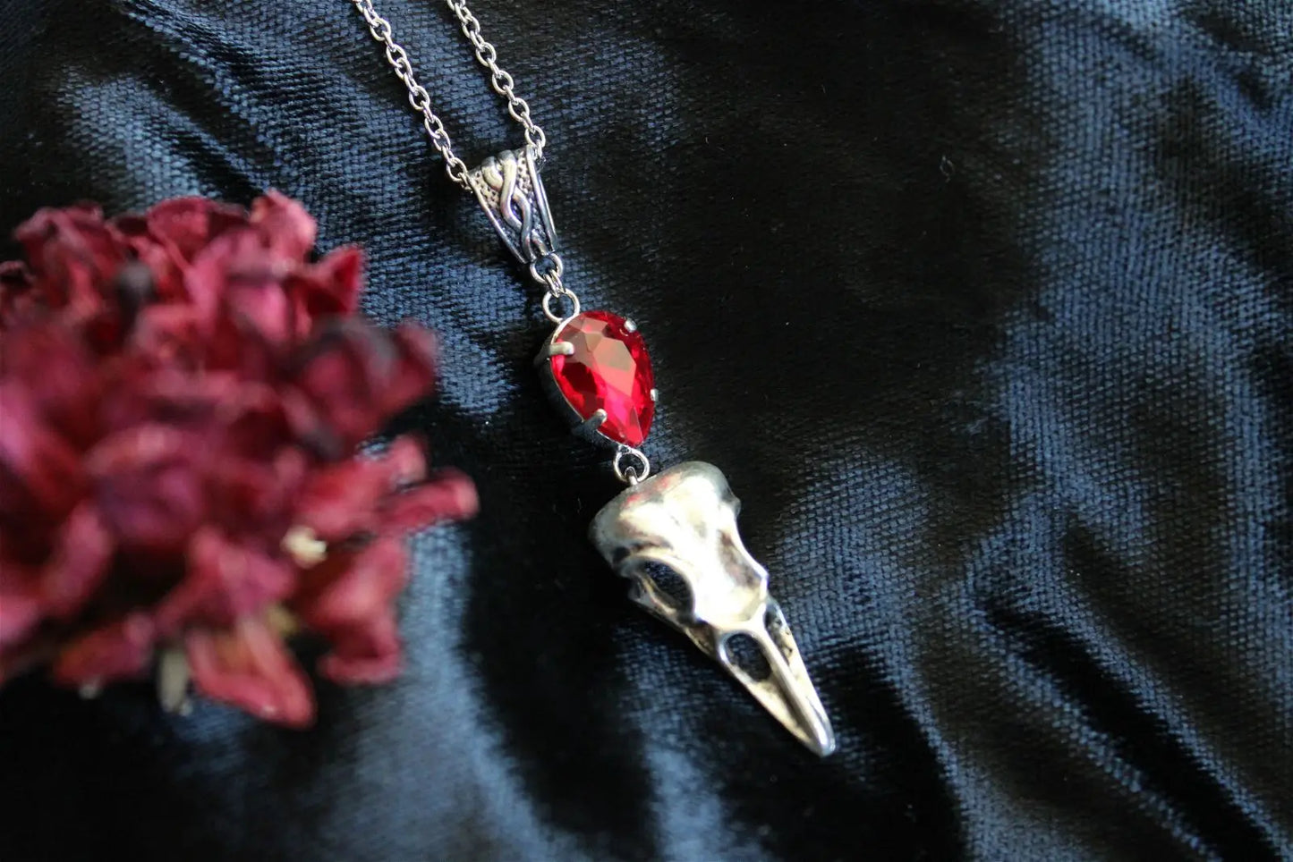 Collier swarovski et corbeau - Aurore Lune