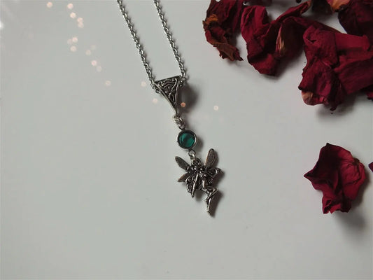 Collier swarovski vert et fée - Aurore Lune