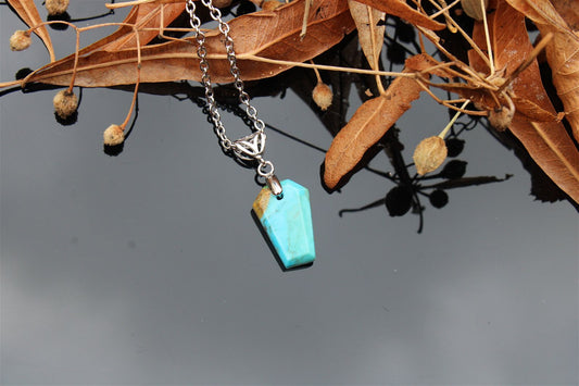 Collier turquoise RECONSTITUEE avec chaîne inox - Aurore Lune