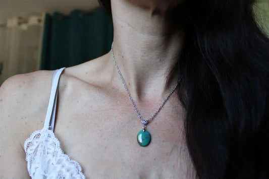 Collier turquoise avec chaîne inox - Aurore Lune