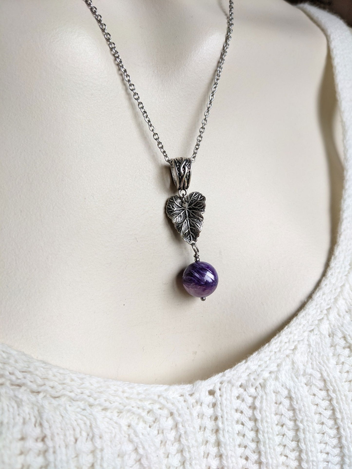 Collier unique charoïte russe - Aurore Lune