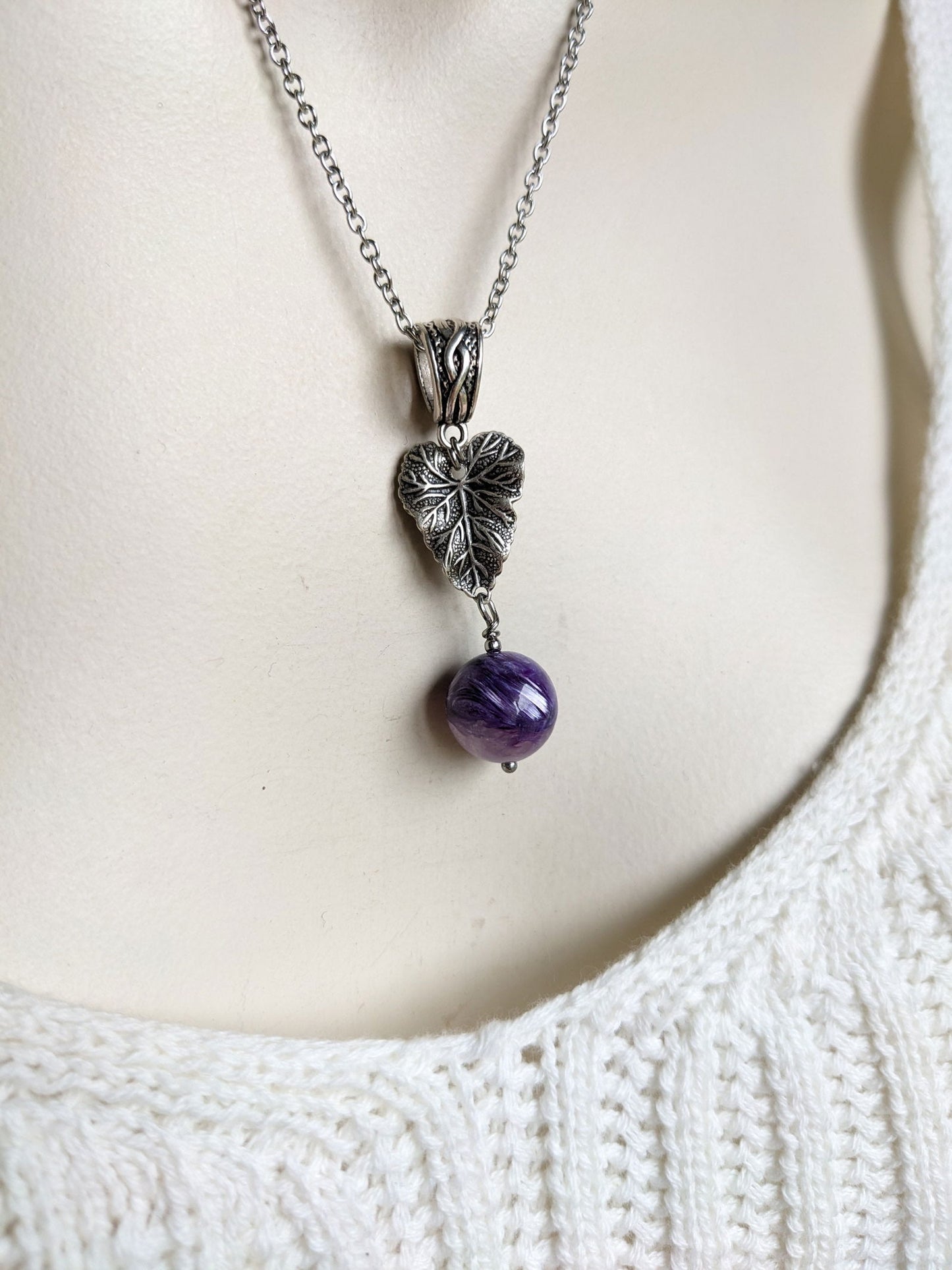 Collier unique charoïte russe - Aurore Lune