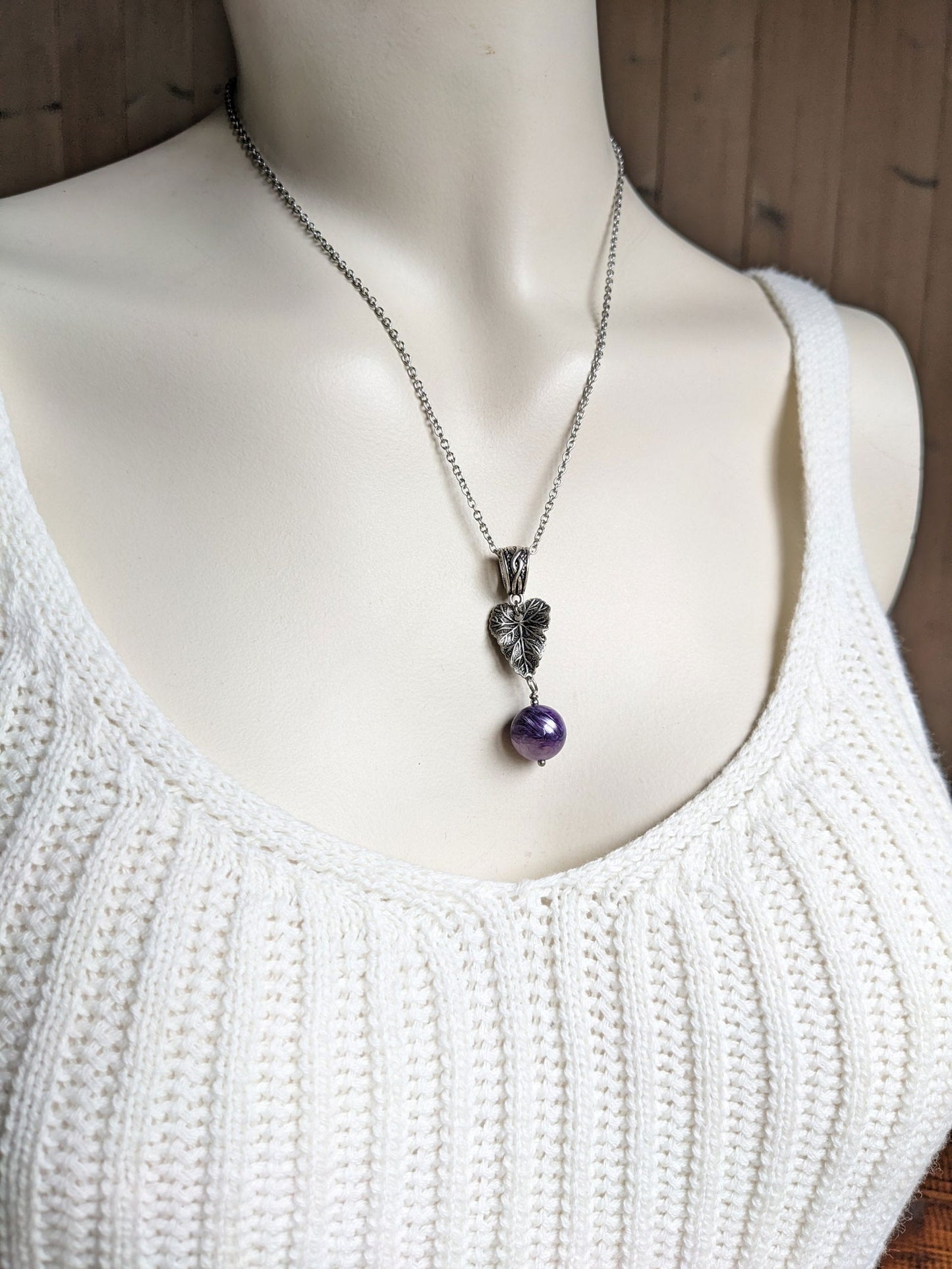 Collier unique charoïte russe - Aurore Lune