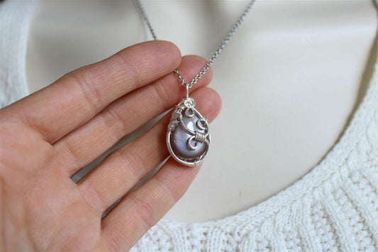 Collier wirewrap avec pierre de lune - Aurore Lune