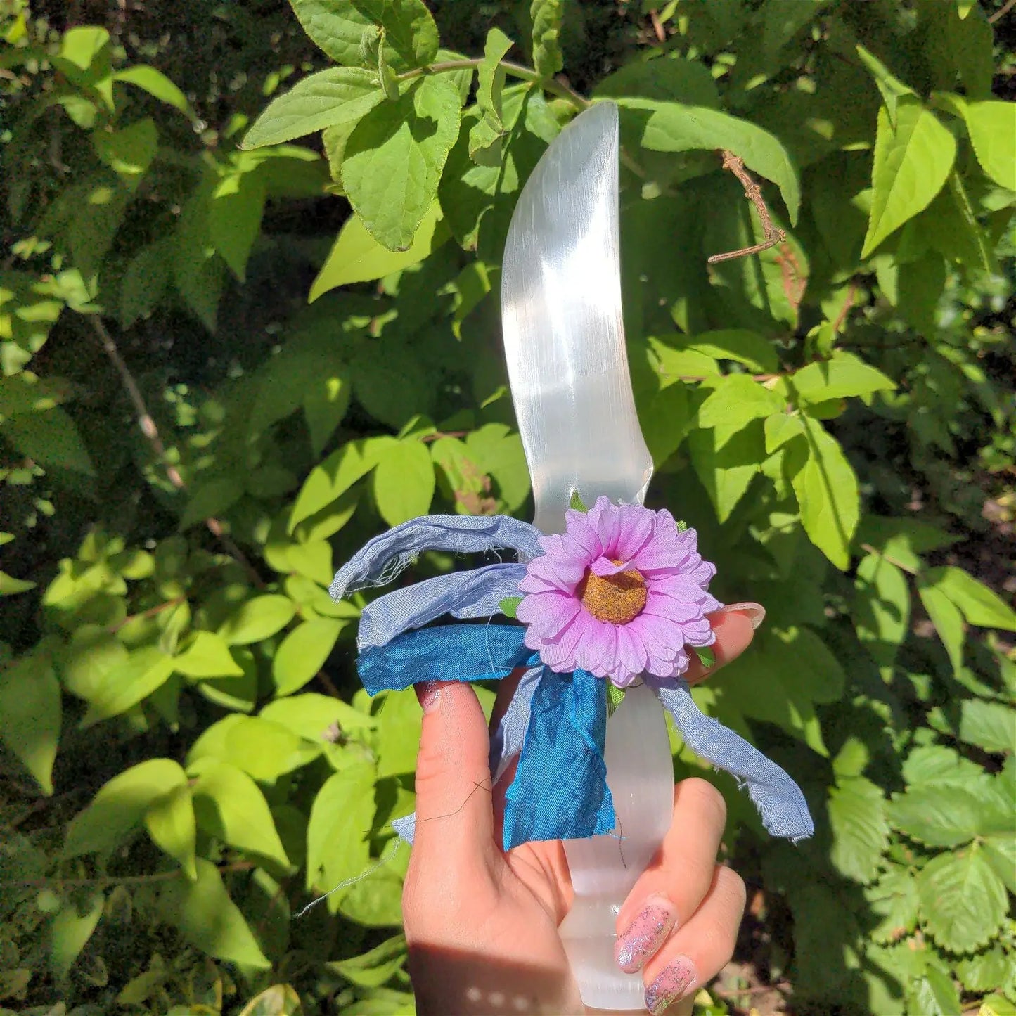 Couteau rituel en sélénite - 25 cm environ - Aurore Lune