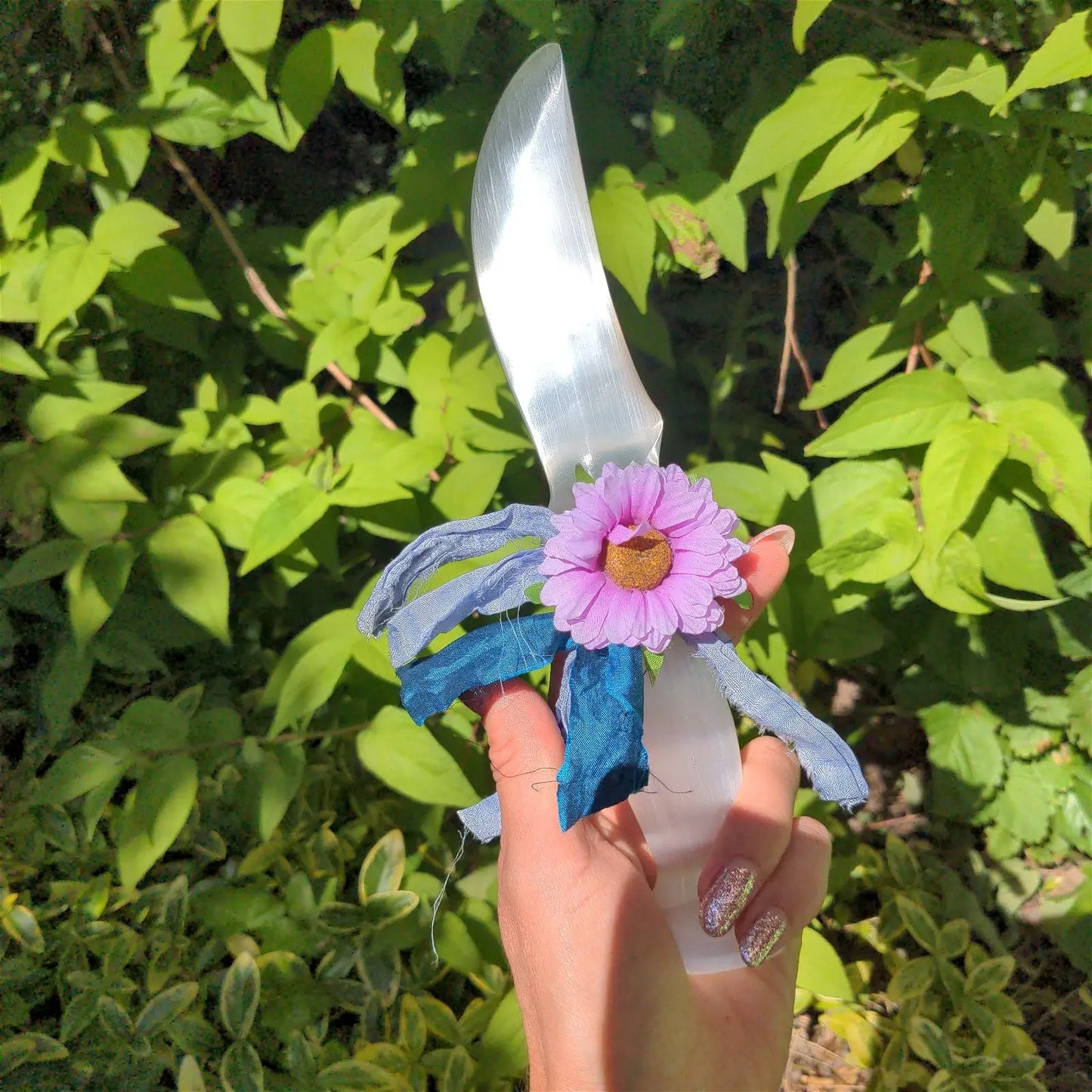 Couteau rituel en sélénite - 25 cm environ - Aurore Lune