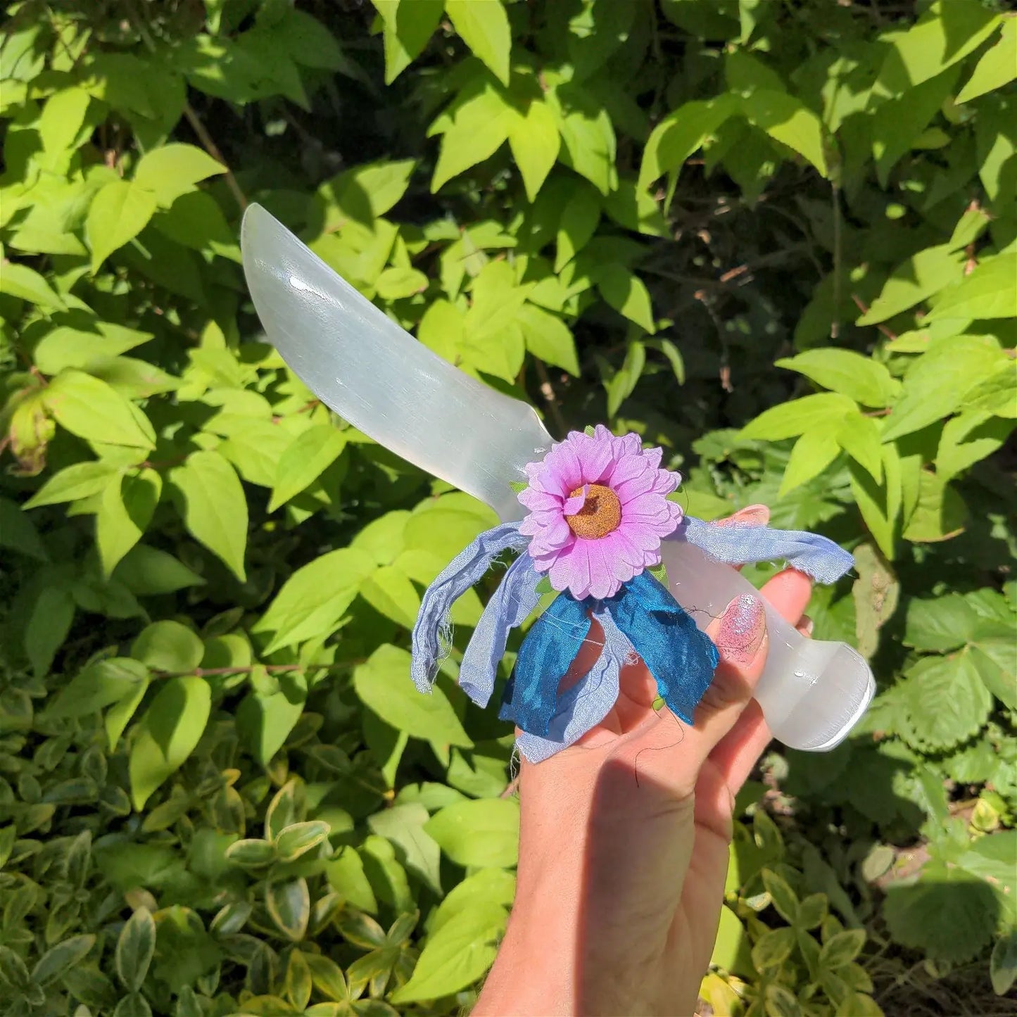 Couteau rituel en sélénite - 25 cm environ - Aurore Lune