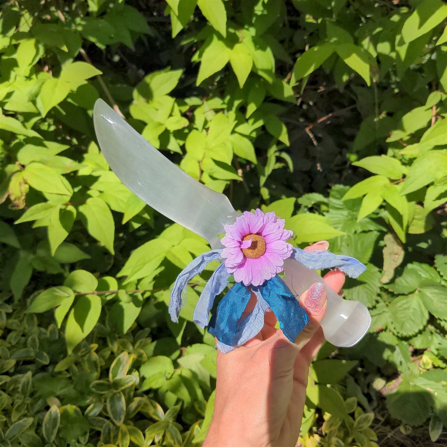 Couteau rituel en sélénite - 25 cm environ - Aurore Lune