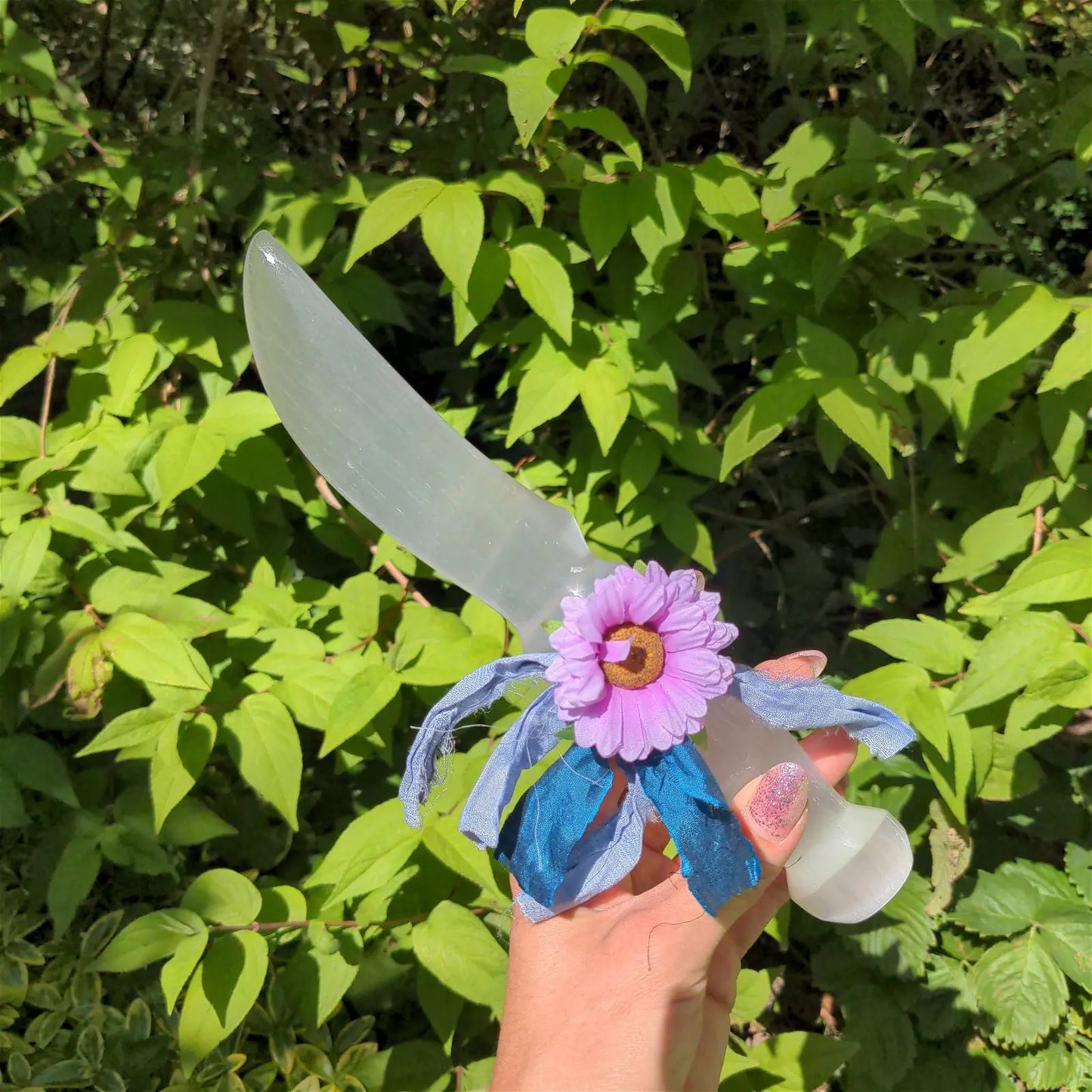 Couteau rituel en sélénite - 25 cm environ - Aurore Lune