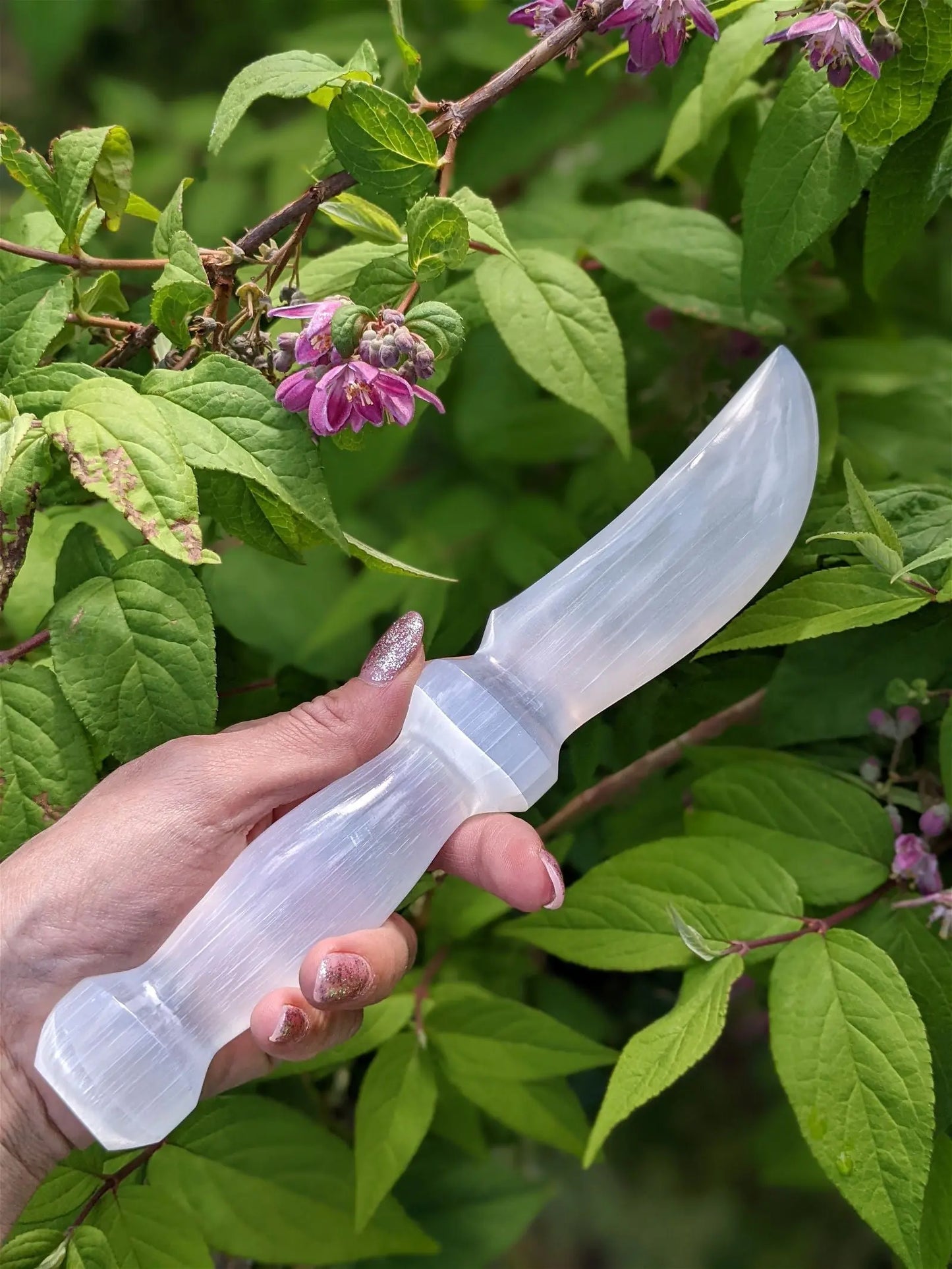 Couteau rituel en sélénite - 25cm environ - Aurore Lune