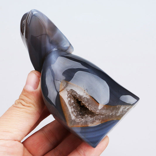 Dauphin sculpté dans l'agate - Aurore Lune