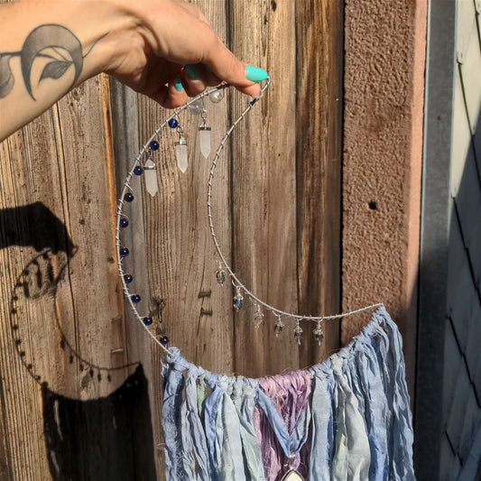 Décoration murale Lune et soie opale dendrites - Aurore Lune