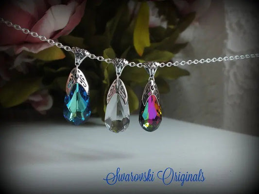 Décoré SWAROVSKI pendentif collier - Aurore Lune