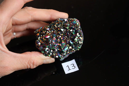 Druse en cristal de roche rainbow aura AU CHOIX - Aurore Lune