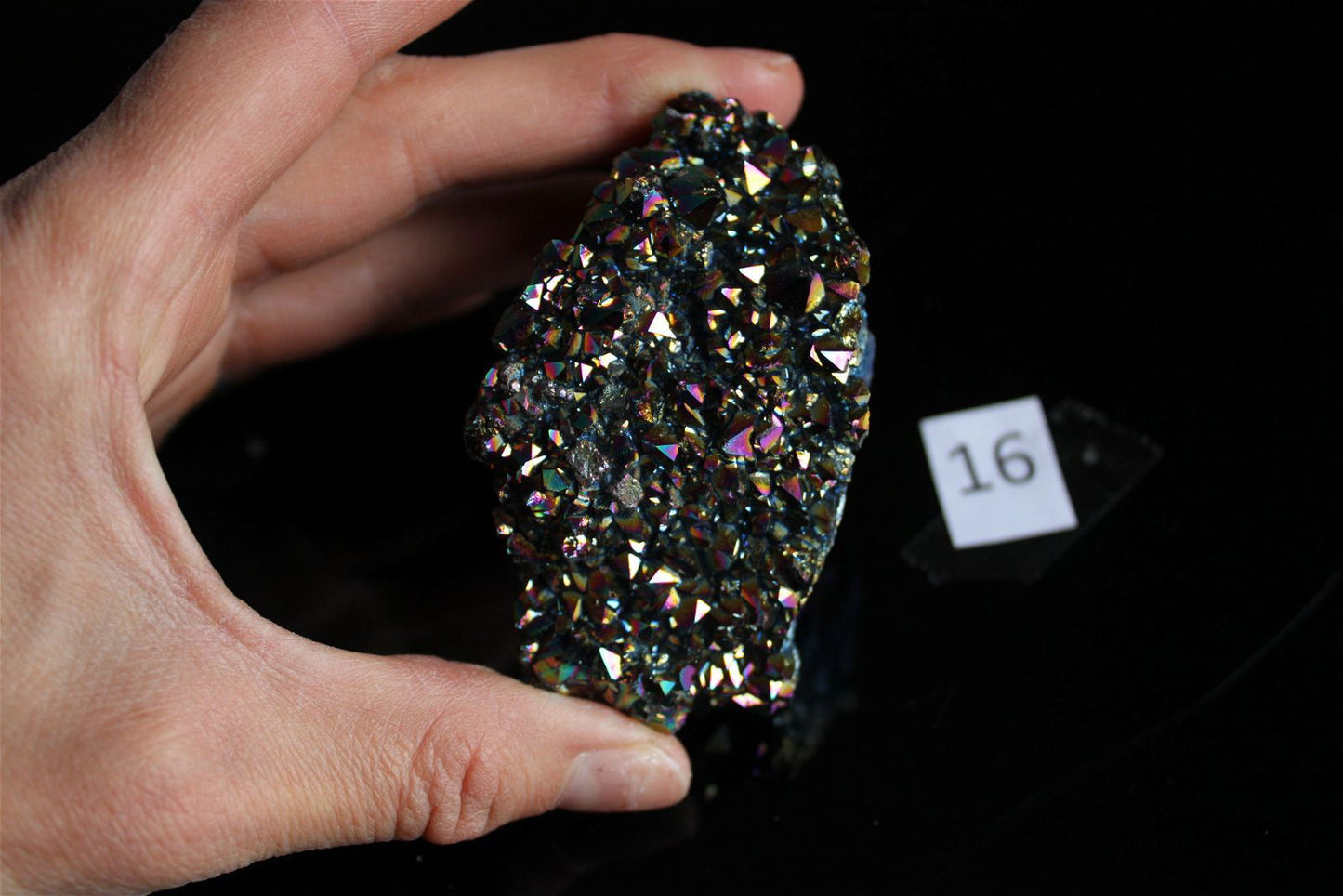 Druse en cristal de roche rainbow aura AU CHOIX - Aurore Lune