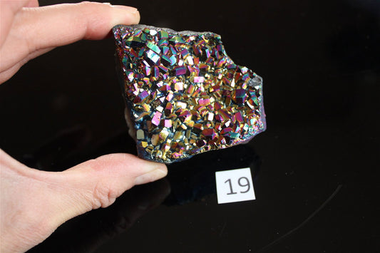 Druse en cristal de roche rainbow aura AU CHOIX - Aurore Lune