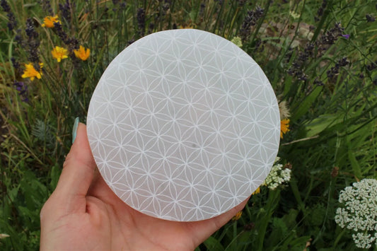 Fleur de vie en sélénite 12 cm - Aurore Lune