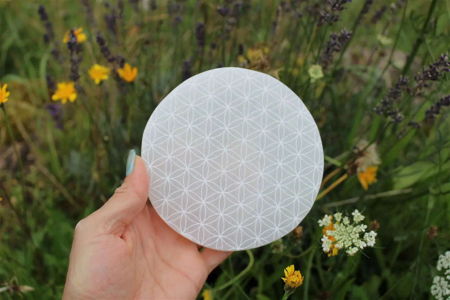 Fleur de vie en sélénite 12 cm - Aurore Lune