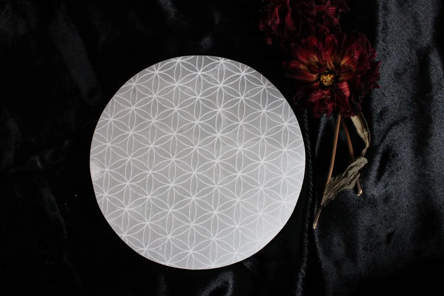 Fleur de vie en sélénite 12 cm - Aurore Lune
