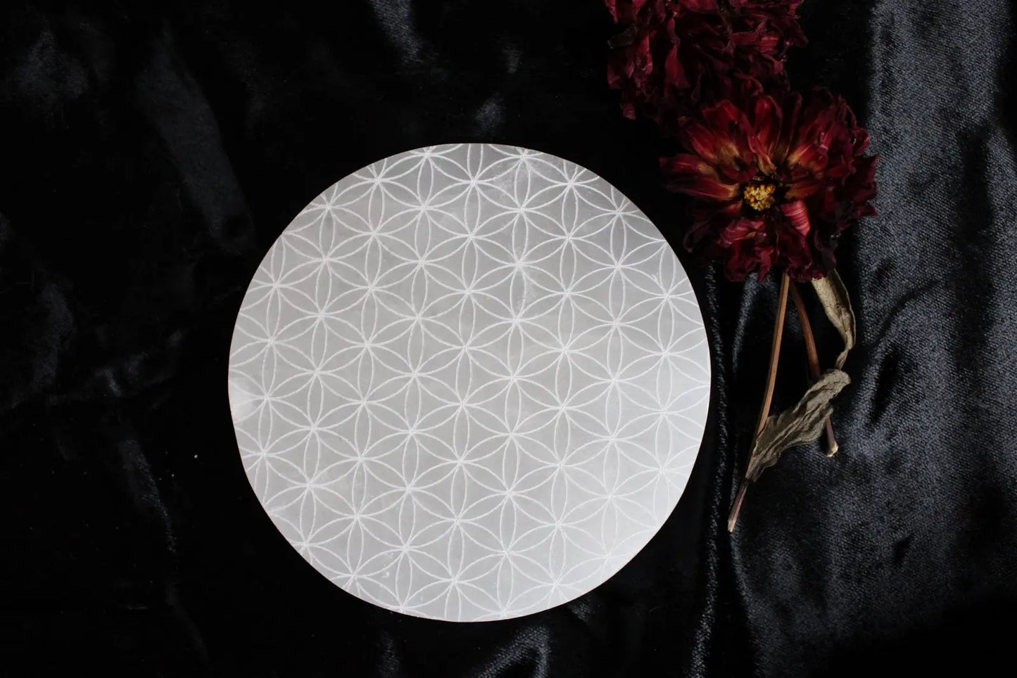 Fleur de vie en sélénite 12 cm - Aurore Lune