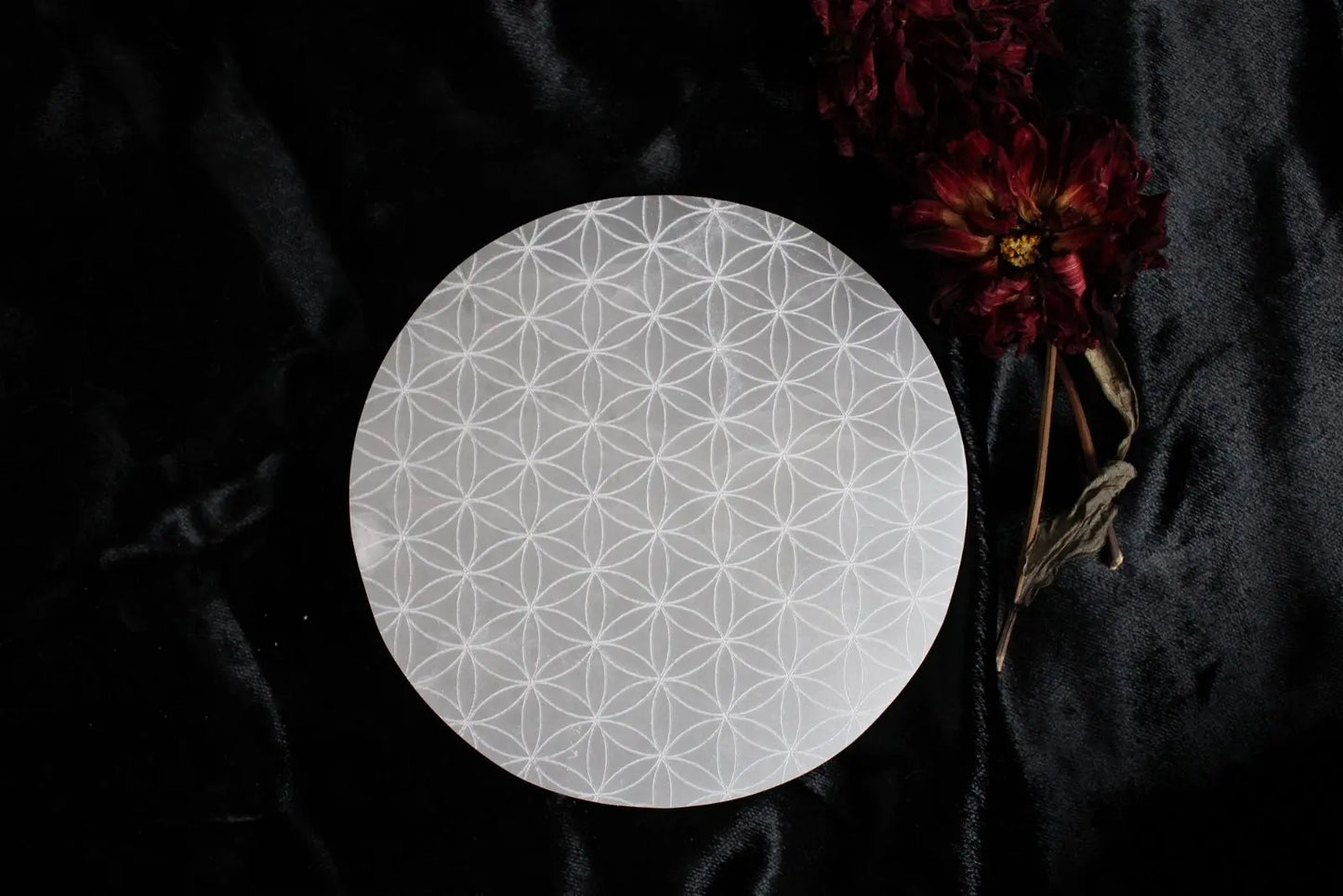 Fleur de vie en sélénite 12 cm - Aurore Lune