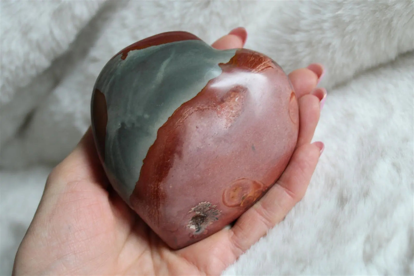 Gros Coeur en jaspe polychrome - Aurore Lune