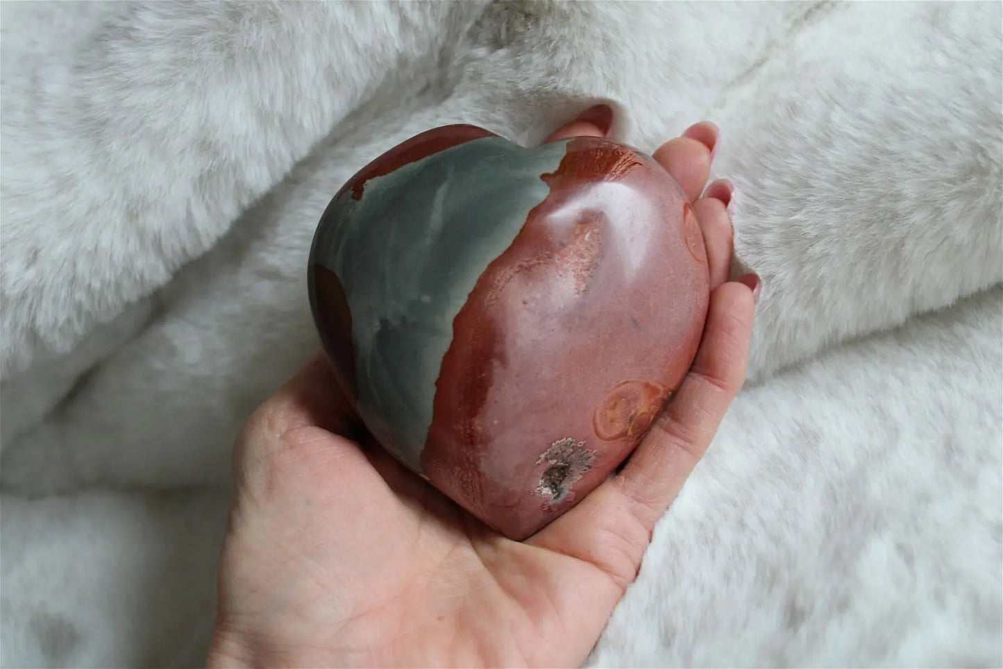 Gros Coeur en jaspe polychrome - Aurore Lune