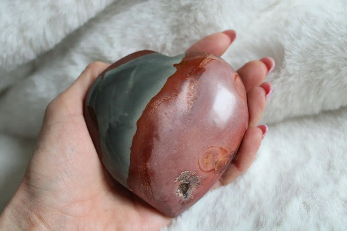 Gros Coeur en jaspe polychrome - Aurore Lune