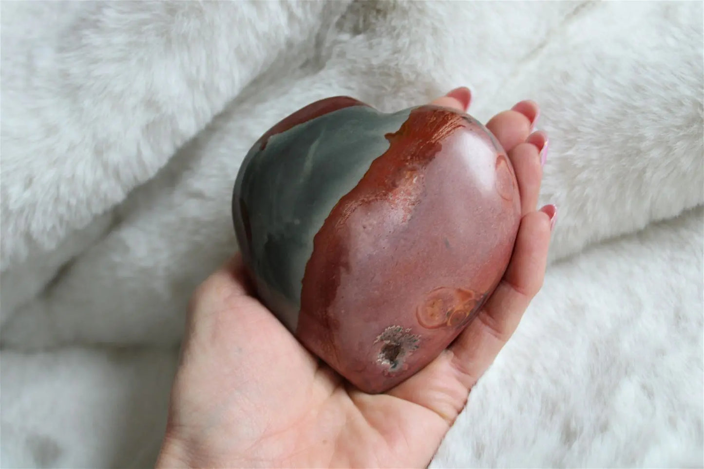 Gros Coeur en jaspe polychrome - Aurore Lune