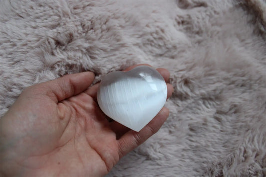 Gros coeur en sélénite - COLIS car épais - Aurore Lune