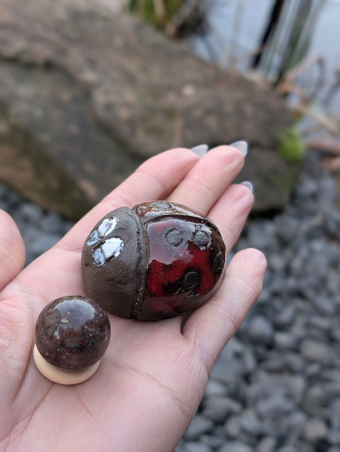 Lot poterie coccinelle et jaspe - Aurore Lune
