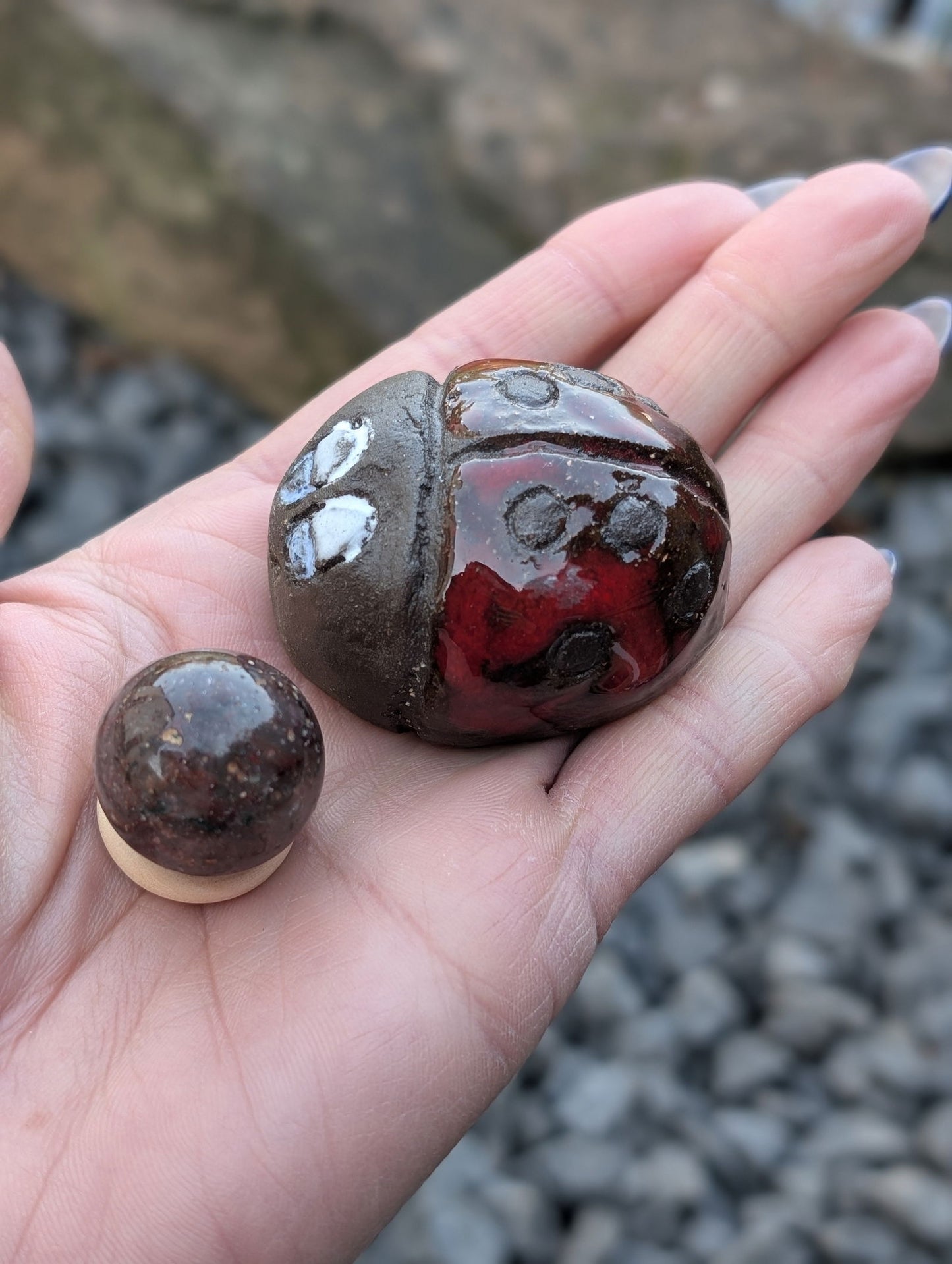 Lot poterie coccinelle et jaspe - Aurore Lune