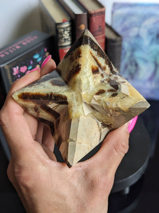 Merkaba en septaria sauvage ou pierre du dragon - Aurore Lune