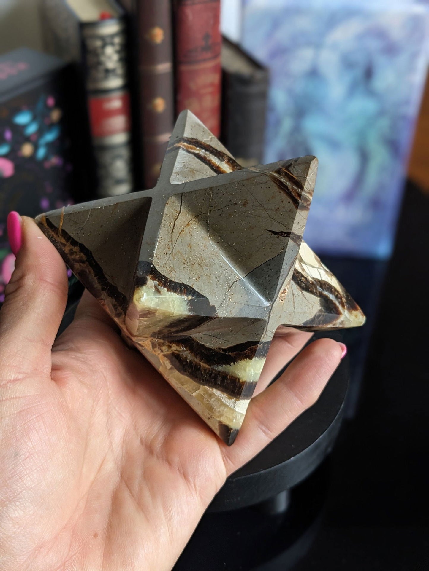 Merkaba en septaria sauvage ou pierre du dragon - Aurore Lune