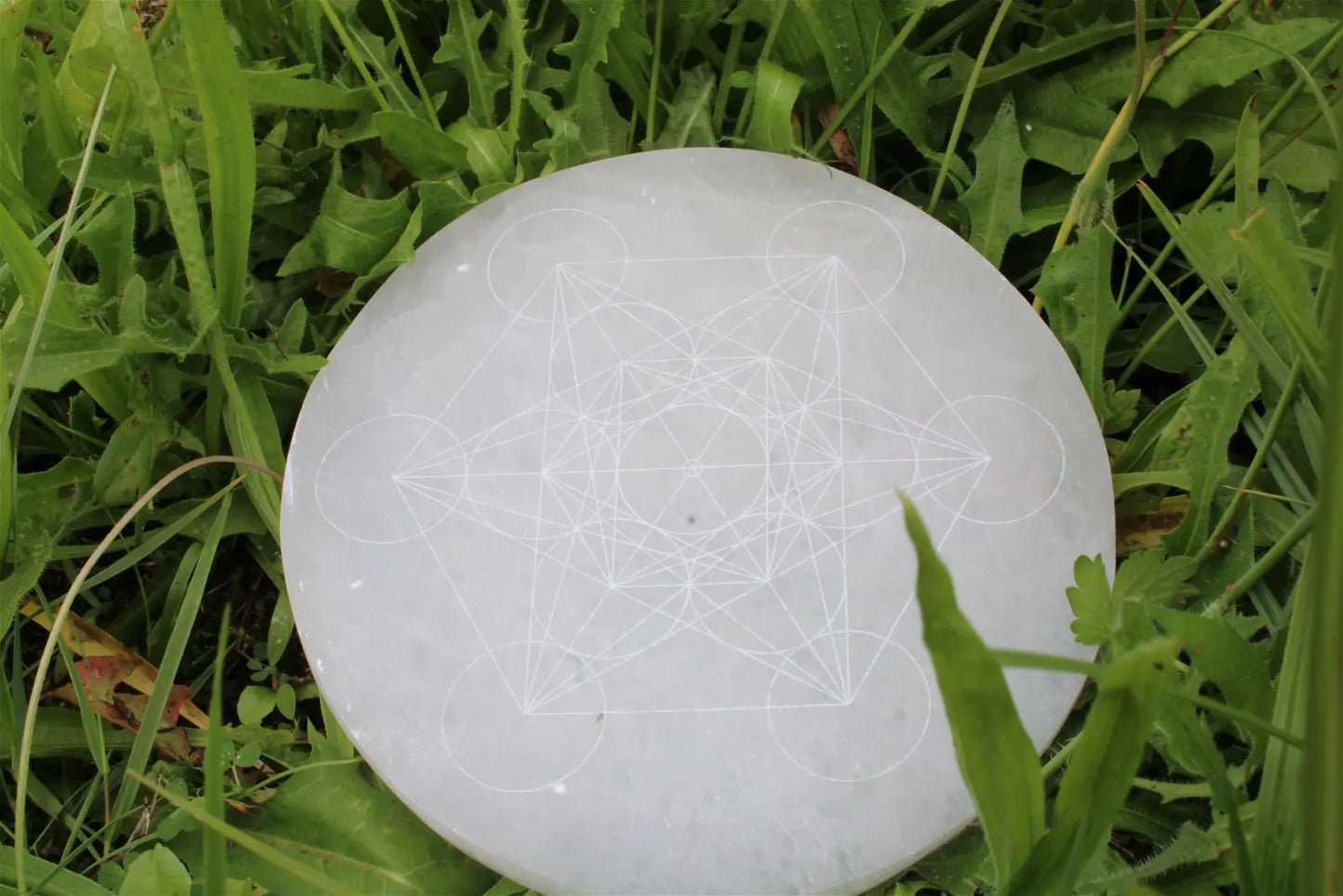 Métatron gravé sur sélénite 14 cm - Aurore Lune