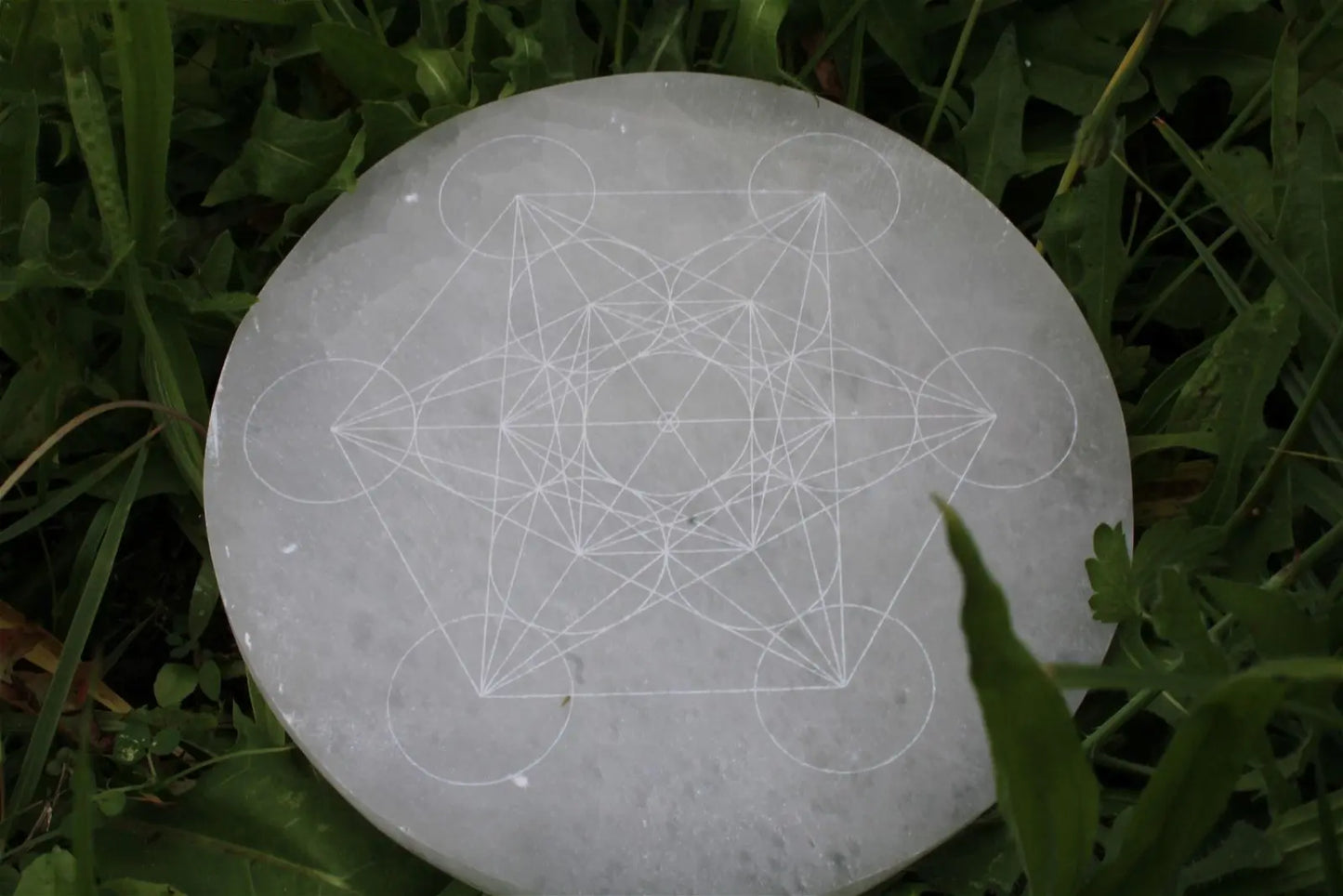 Métatron gravé sur sélénite 14 cm - Aurore Lune