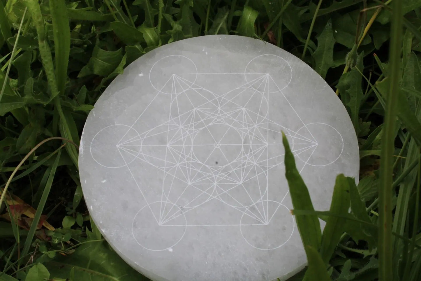 Métatron gravé sur sélénite 14 cm - Aurore Lune