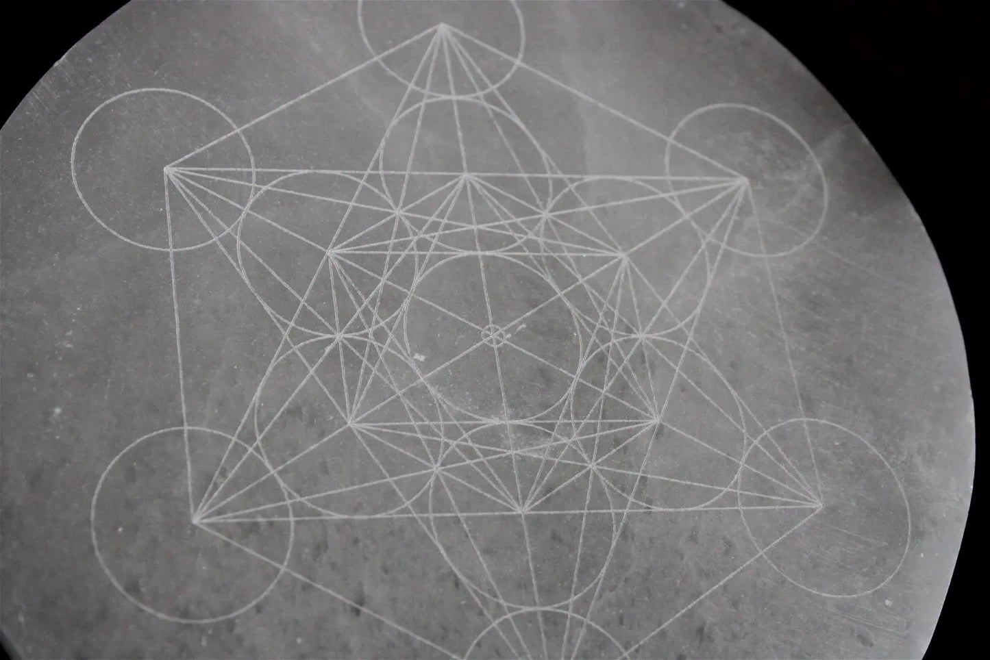 Métatron gravé sur sélénite 14 cm - Aurore Lune