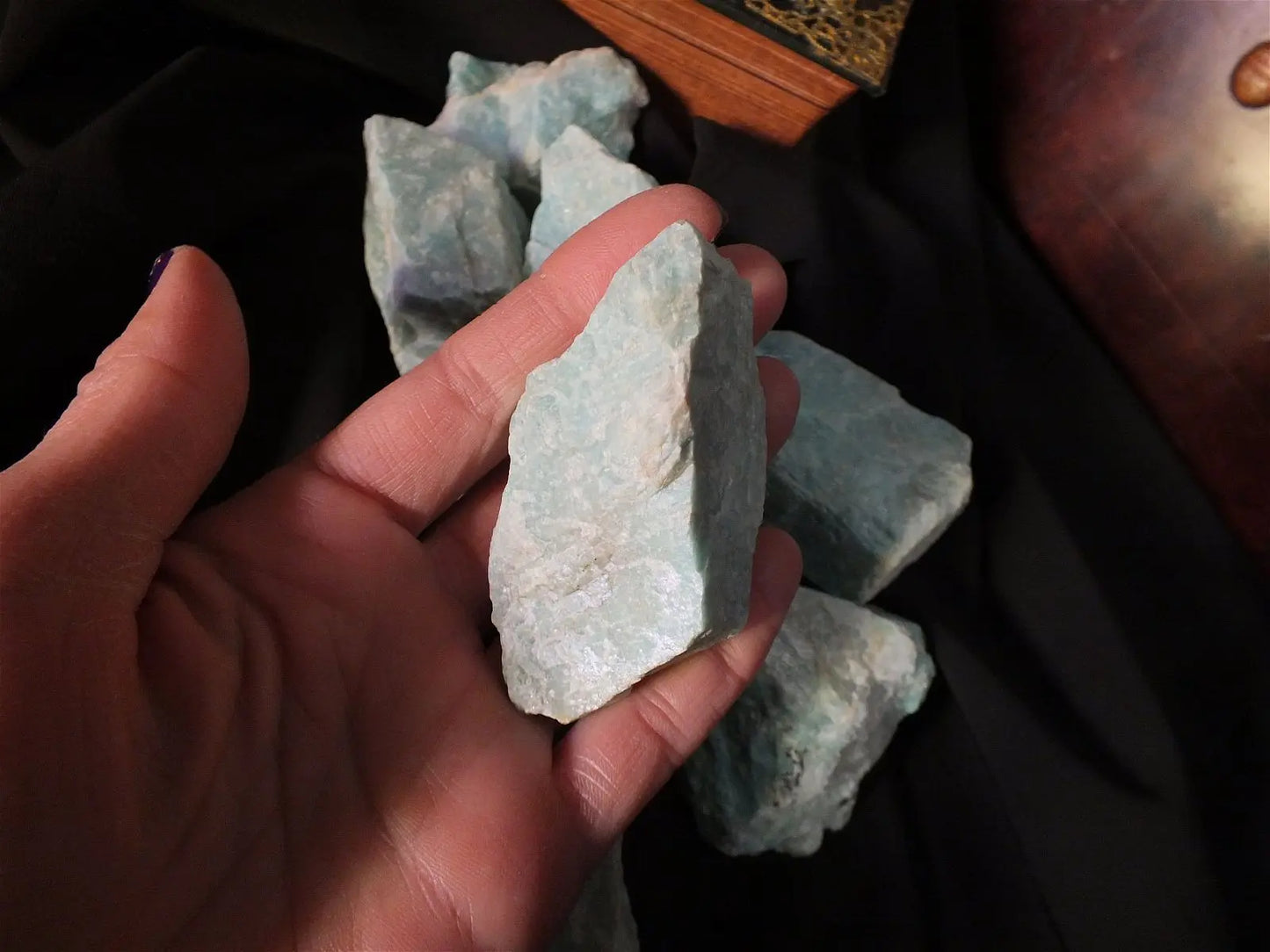 Morceau d' amazonite brute belle taille - Aurore Lune