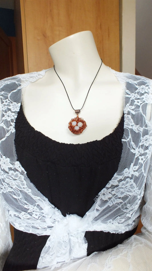 Nid d'Amour avec labradorite blanche collier - Aurore Lune