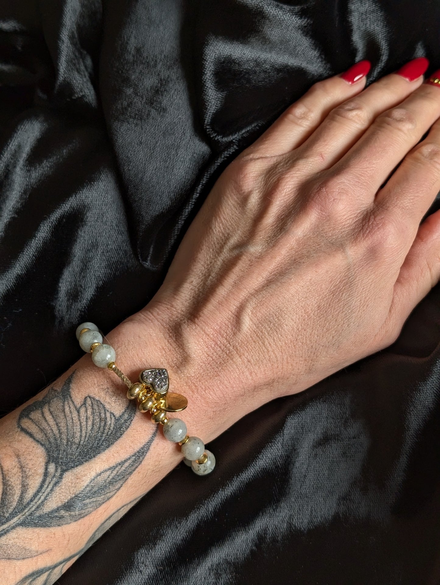Bracelet élastiqué en labradorite - Aurore Lune
