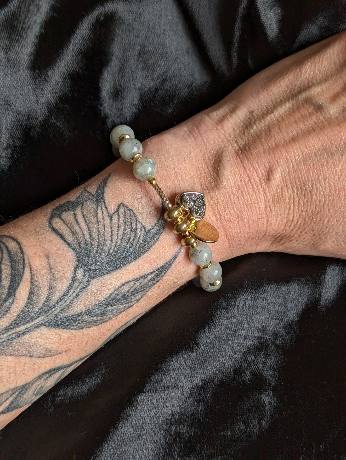 Bracelet élastiqué en labradorite - Aurore Lune