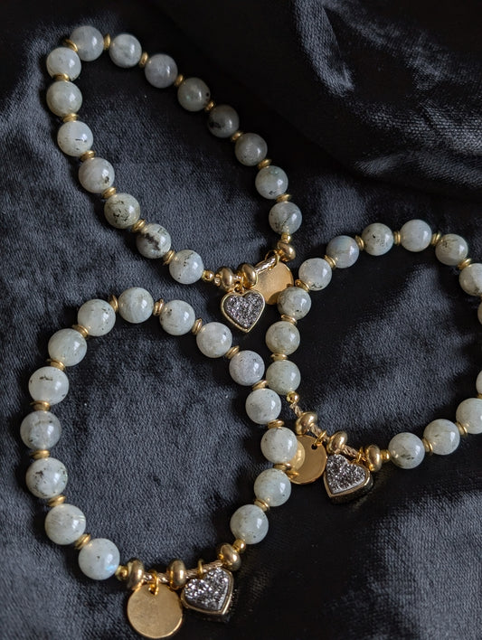 Bracelet élastiqué en labradorite - Aurore Lune