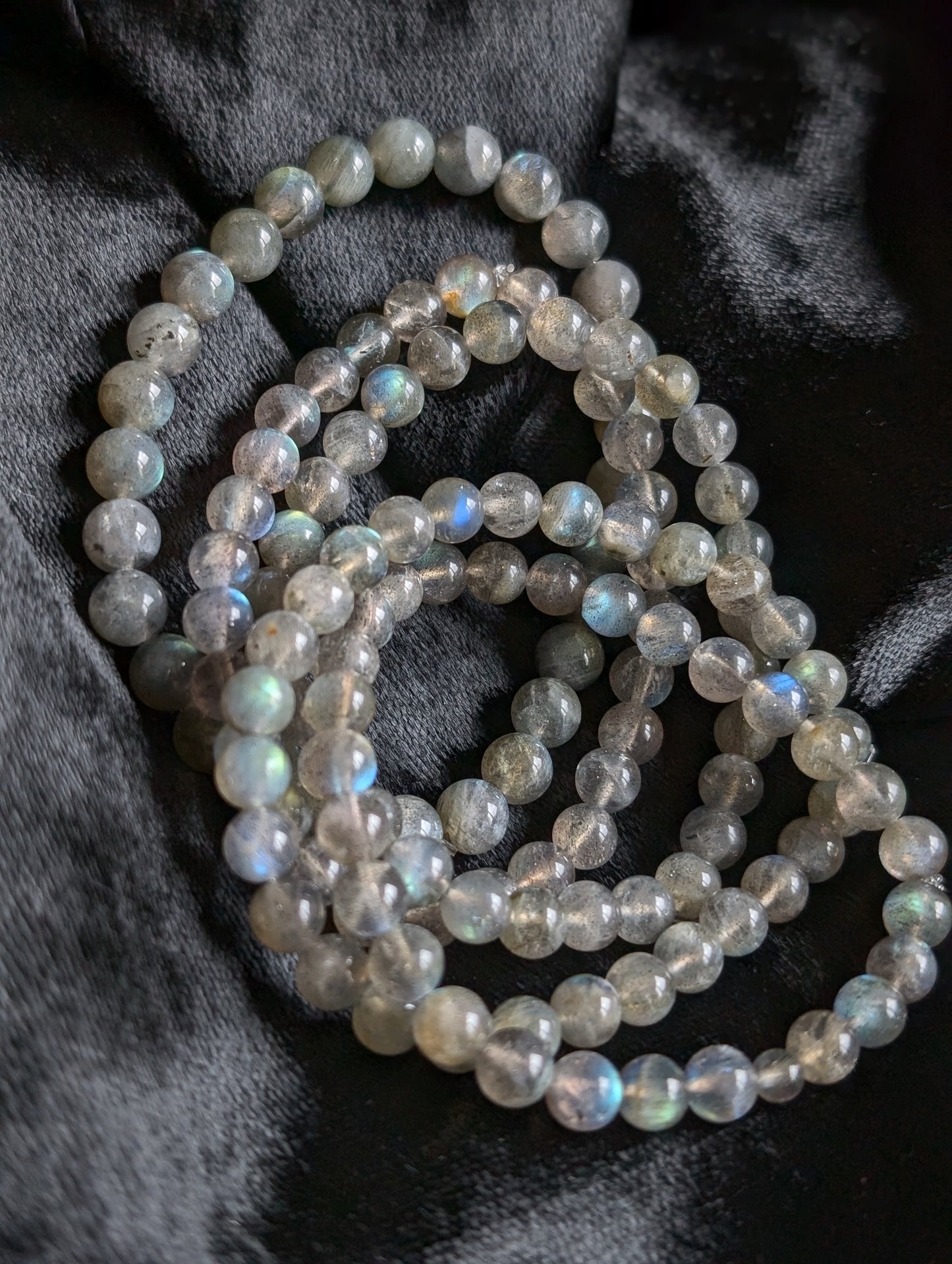Bracelet élastiqué en labradorite - Aurore Lune