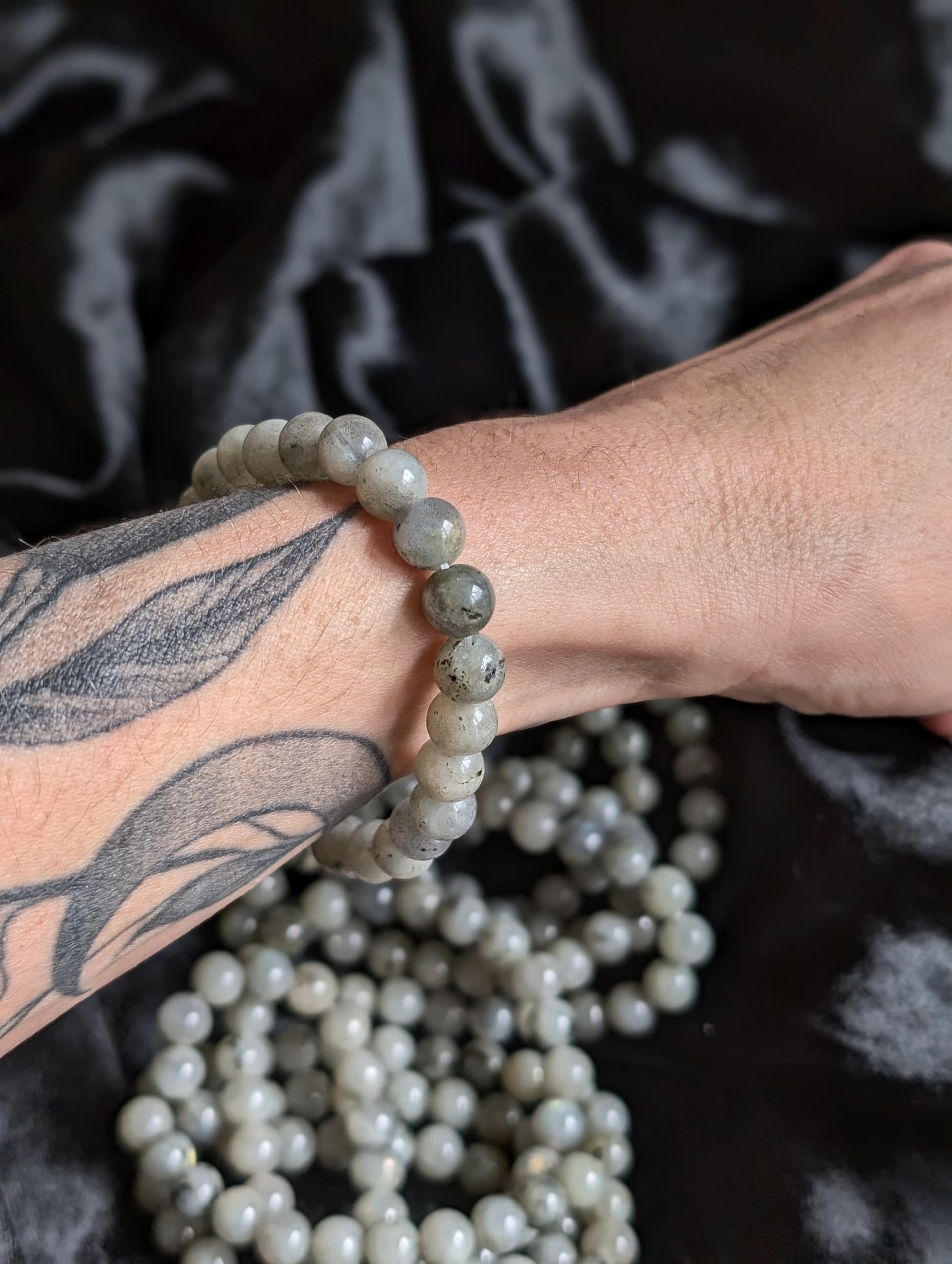Bracelet élastiqué en labradorite - Aurore Lune