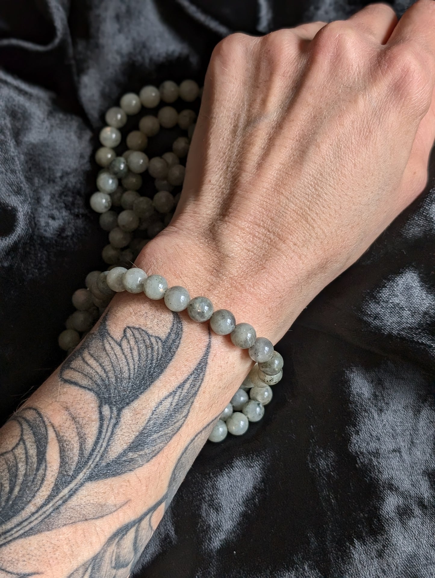 Bracelet élastiqué en labradorite - Aurore Lune